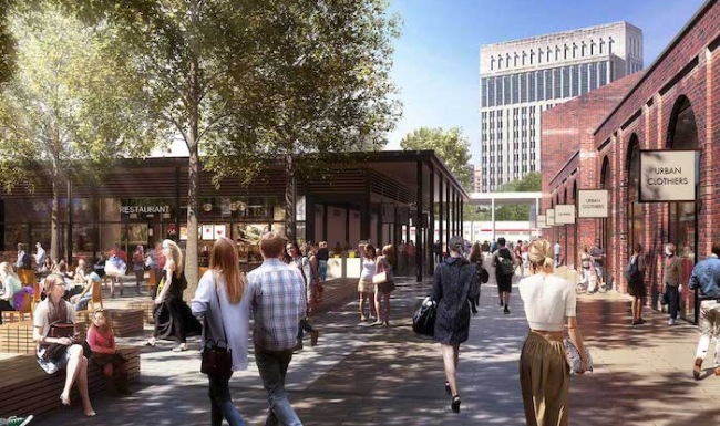 Exterior view of the Railyards