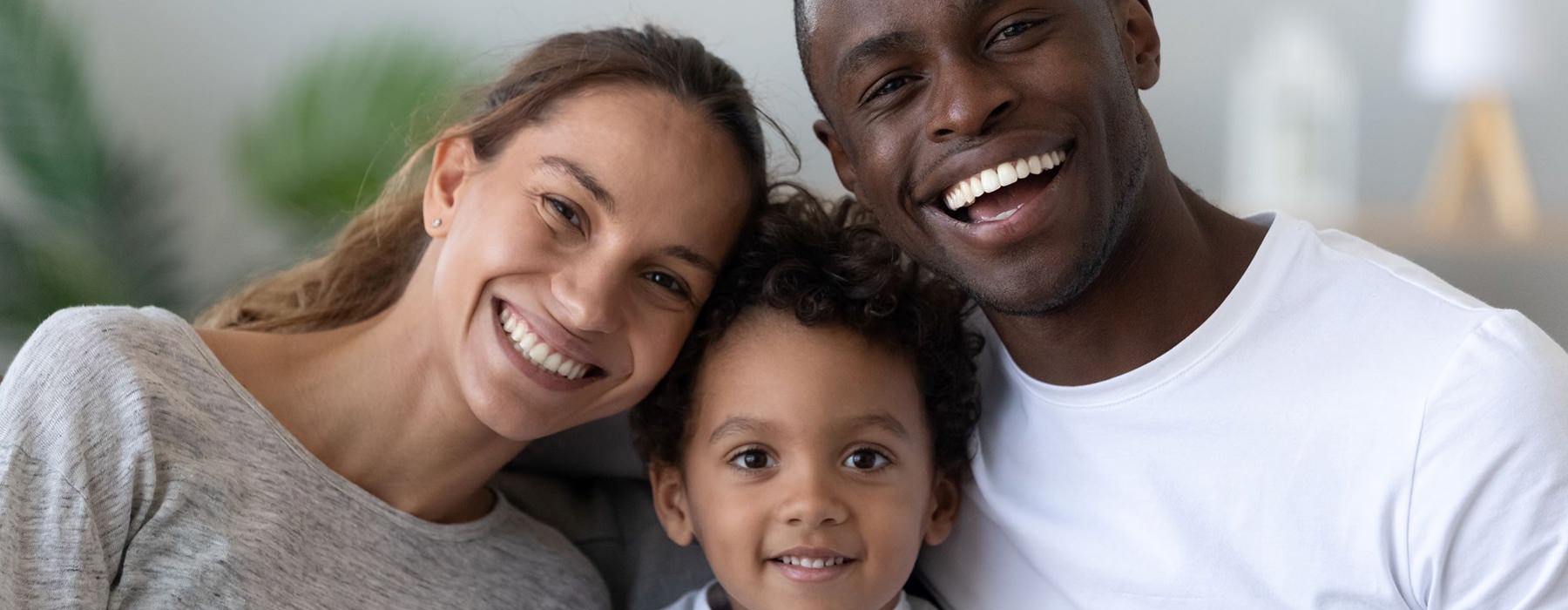 Family hanging out laughing 